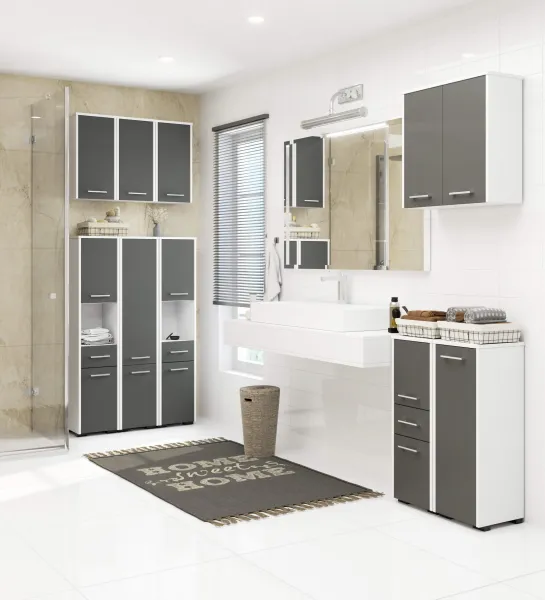 Ak furniture Kúpeľňová skrinka FIN biela/grafit