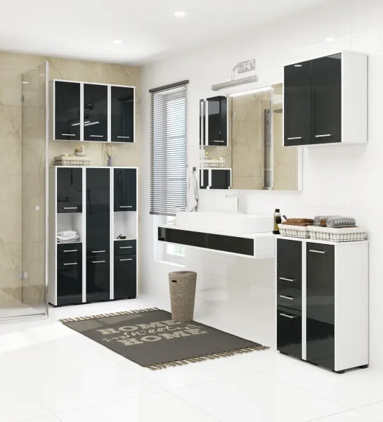 Ak furniture Kúpeľňová skrinka Fin II 30 cm biela/grafitová lesk