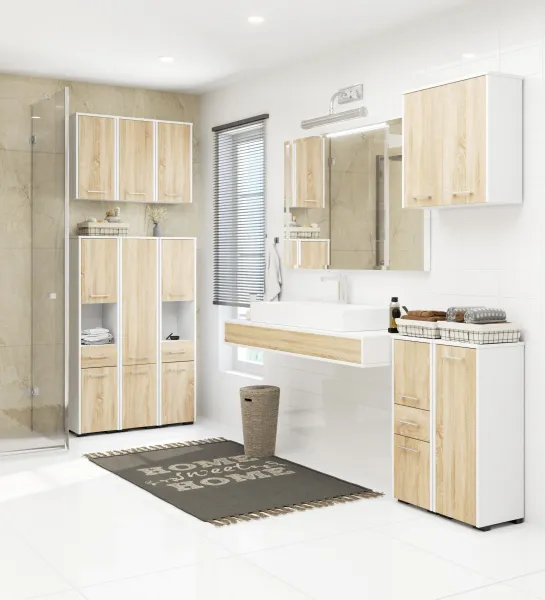 Ak furniture Kúpeľňová skrinka Fin biela/sonoma