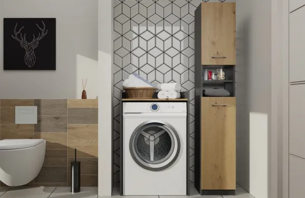 TP Living Kúpeľňová skrinka nad práčku POLA antracit/dub artisan