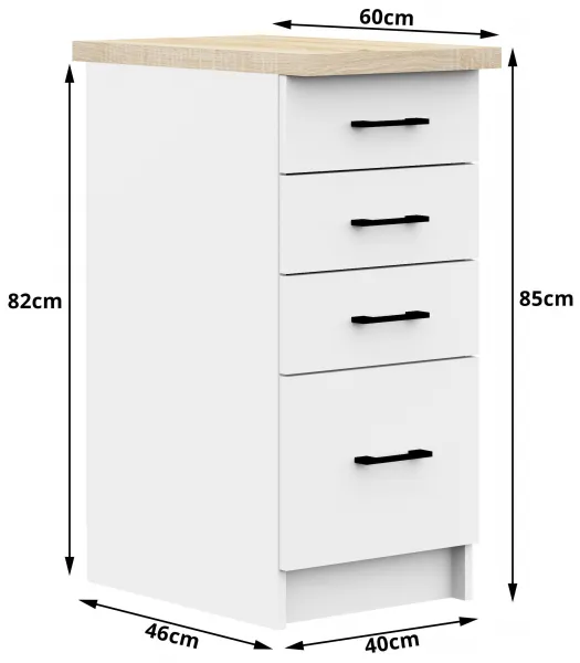 Ak furniture Kuchynská skrinka Olivie S 40 cm 4S biela