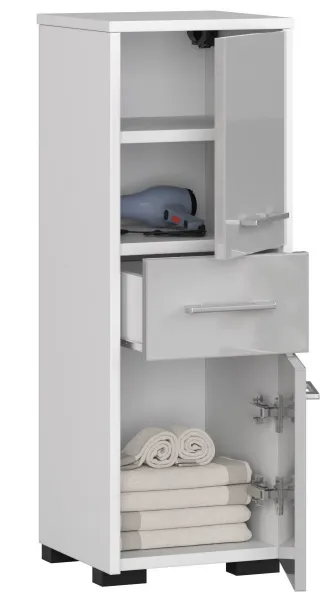 Ak furniture Kúpeľňová skrinka Fin biela/strieborný lesk