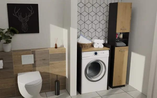 TP Living Kúpeľňová skrinka nad práčku POLA antracit/dub artisan