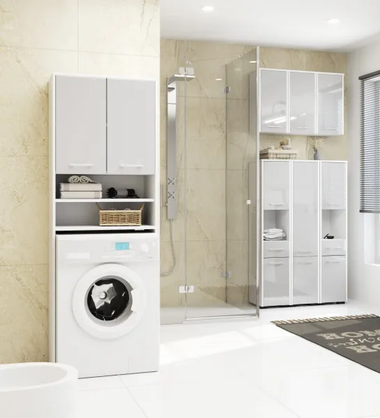 Ak furniture Kúpeľňová skrinka Fin biela/strieborný lesk