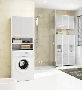 Ak furniture Kúpeľňová skrinka Fin biela/strieborný lesk