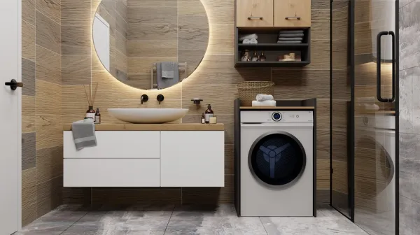 TP Living Kúpeľňová skrinka nad práčku POLA antracit/dub artisan