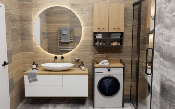 TP Living Kúpeľňová skrinka nad práčku POLA antracit/dub artisan