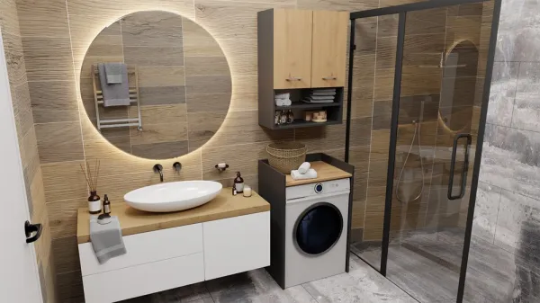 TP Living Kúpeľňová skrinka nad práčku POLA antracit/dub artisan