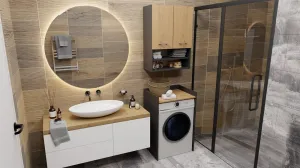 TP Living Kúpeľňová skrinka nad práčku POLA antracit/dub artisan