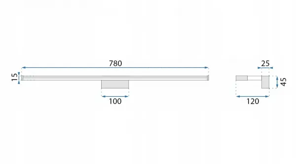 TooLight Kúpeľňové svietidlo 15W 68,5CM APP370-1W strieborné