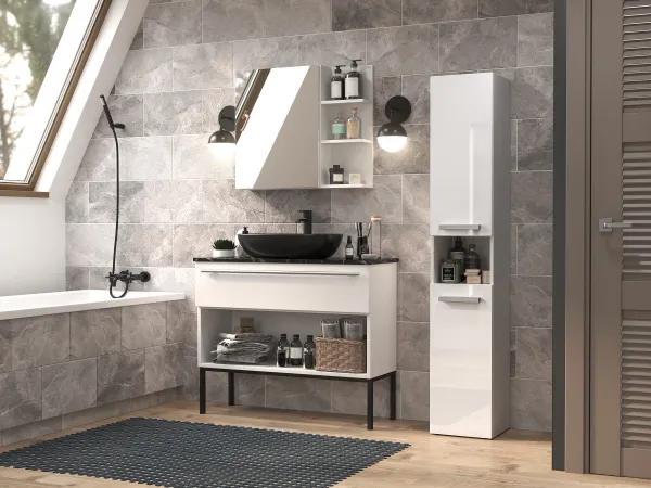 TP Living Koupelnová skříňka NEL III bílá lesk