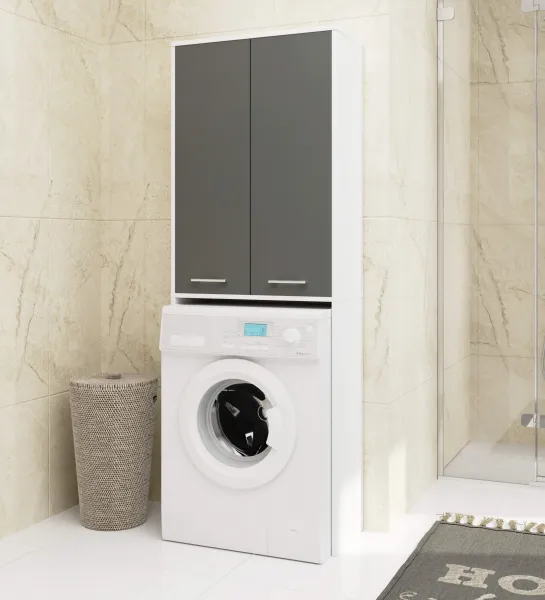 Ak furniture Kúpeľňová skrinka nad práčku Fin 2D biela/šedá