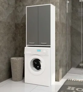 Ak furniture Kúpeľňová skrinka nad práčku Fin 2D biela/šedá