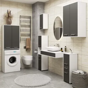 Ak furniture Kúpeľňová skrinka nad práčku Fin 2D biela/šedá