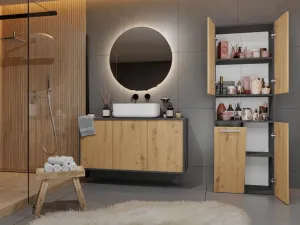TP Living Kúpeľňová skrinka s košom na bielizeň NEL ART II dub artisan/antracit