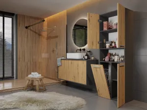 TP Living Kúpeľňová skrinka s košom na bielizeň NEL ART II dub artisan/antracit