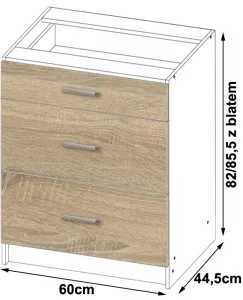 Ak furniture Kuchynská linka Artus S60 SZ3