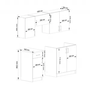 Ak furniture Kuchynská linka Lima 1,8 m biela/dub sonoma
