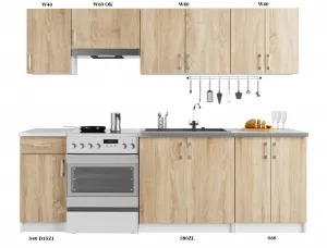 Ak furniture Kuchynská linka Lima 2,4 m biela/dub sonoma