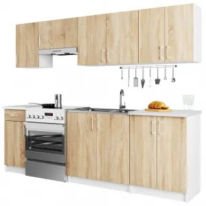 Ak furniture Kuchynská linka Lima 2,4 m biela/dub sonoma