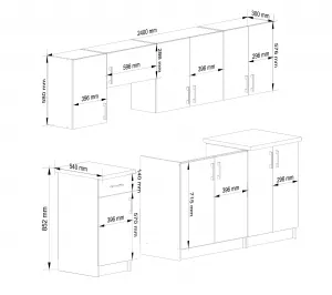 Ak furniture Kuchynská linka Lima 2,4 m biela/dub sonoma