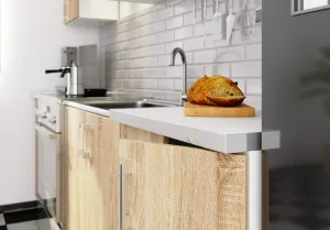 Ak furniture Kuchynská linka Lima 2,4 m biela/dub sonoma