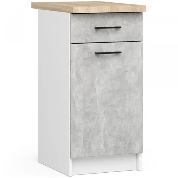 Ak furniture Kuchynská linka Olivie 3 m biela/betón/dub sonoma