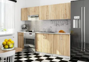 Ak furniture Kuchynská linka Lima 2,4 m biela/dub sonoma