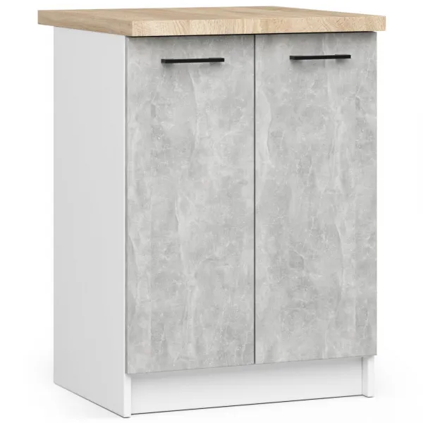 Ak furniture Kuchynská linka Olivie 2,4 m biela/betón/dub sonoma