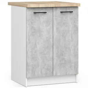 Ak furniture Kuchynská linka Olivie 2,4 m biela/betón/dub sonoma
