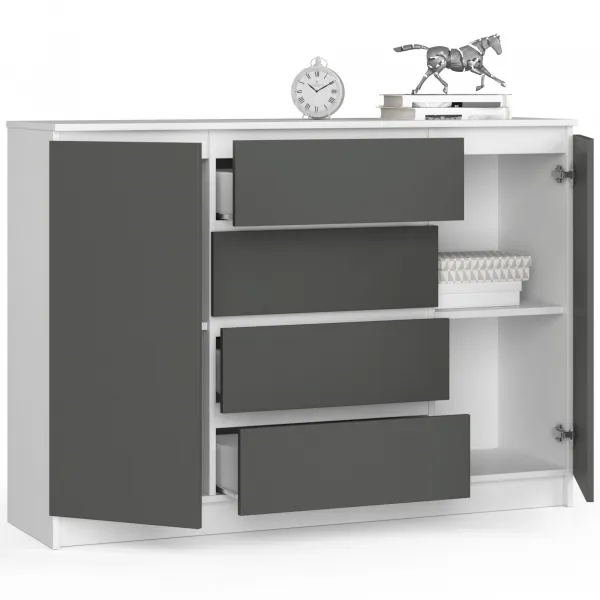 Ak furniture Komoda TOVE K 138,4 cm biela/grafit