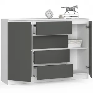 Ak furniture Komoda TOVE K 138,4 cm biela/grafit