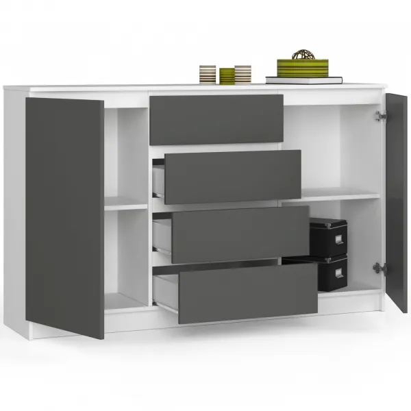 Ak furniture Komoda TOVE K 160 cm biela/grafit