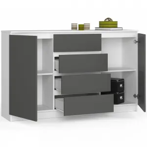 Ak furniture Komoda TOVE K 160 cm biela/grafit