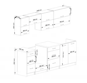 Ak furniture Kuchynská linka Olivie G2 2,4 m biela