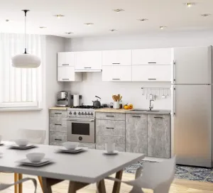 Ak furniture Kuchyňská linka Olivie G2 2,4 m bílá/beton/dub sonoma