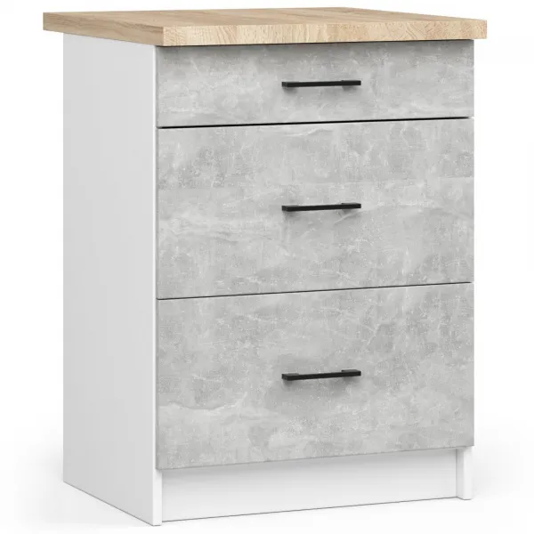 Ak furniture Kuchyňská linka Olivie G2 2,4 m bílá/beton/dub sonoma