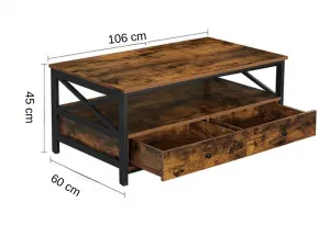 Konferenčný stolík Houseland Rustic hnedý/čierny