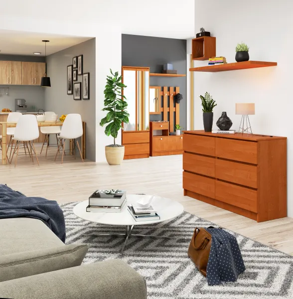 Ak furniture Komoda Kuba 120 cm 6 šuplíkov jelša