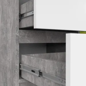 Ak furniture Komoda JERRY K 80 cm 1 dvere 3 zásuvky betón/biela