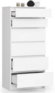 Ak furniture Komoda Kuba 60 cm - 6 šuplíkov biela