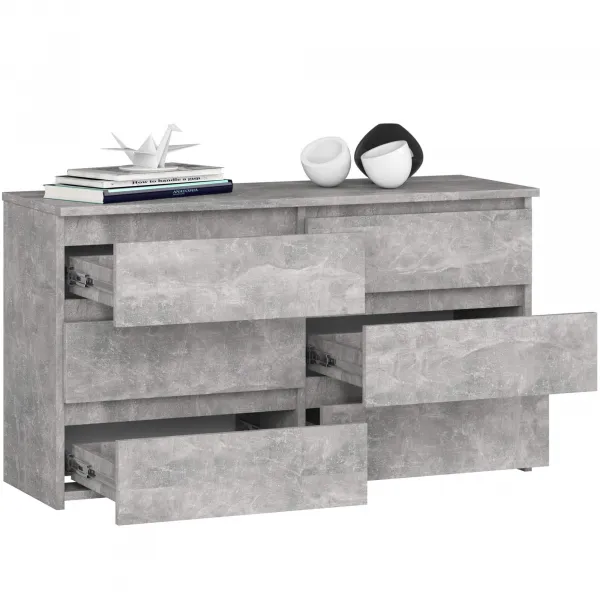Ak furniture Komoda CL 100 cm 6 zásuvek beton