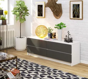 Ak furniture Komoda Kuba 160 cm 4 zásuvky biela/grafit