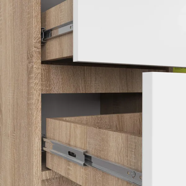Ak furniture Komoda JERRY K 80 cm 1 dvere 3 zásuvky dub sonoma/biela