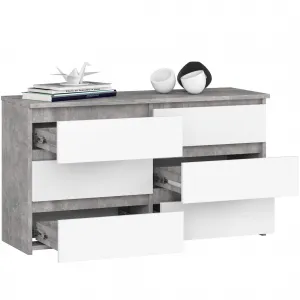 Ak furniture Komoda CL 100 cm 6 zásuviek betón/biela