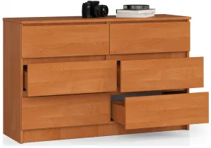 Ak furniture Komoda Kuba 120 cm 6 šuplíkov jelša