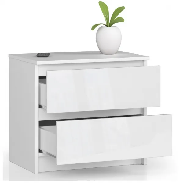 Ak furniture Komoda Liv 60 cm biela lesklá