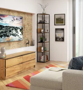 Ak furniture Regál PRAMONI 50x192 cm černý/dub craft