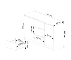Ak furniture Komoda 120 cm K016 biela