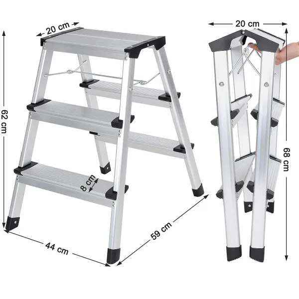 SONGMICS Hliníkový žebřík - 3 příčky